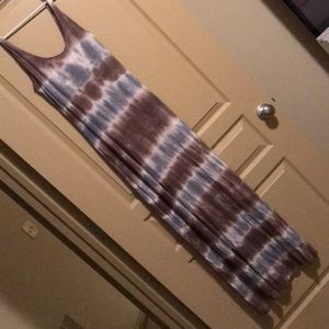 Blue and grey tie-dye maxi
